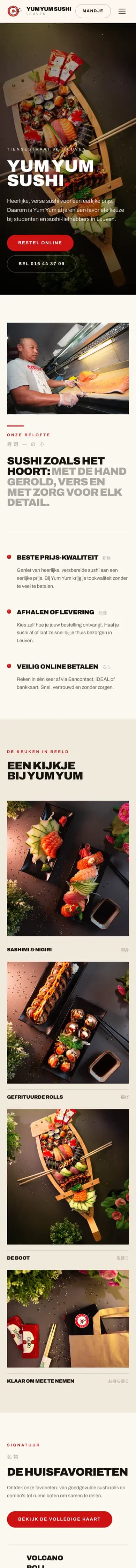 Yum Yum Sushi op een smartphone